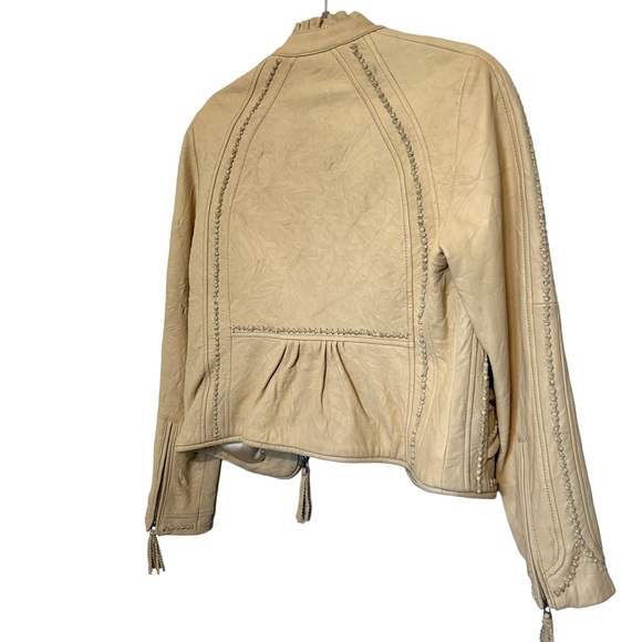 Munthe plus Simonsen Leather Jacket Sz 6 Cream - Picture 8 of 12
